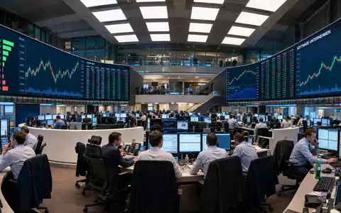 GFT Technologies DE0005800601 Börsen Editorial vom Frankfurter Handelsparkett mit SDAX Technologie Charts auf Bildschirmen - Foto: THN