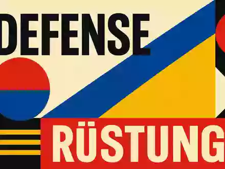 General Dynamics US3695501086 Rüstungssektor als geometrisches Bauhaus-Poster mit DEFENSE und RÜSTUNG Typografie - Foto: THN