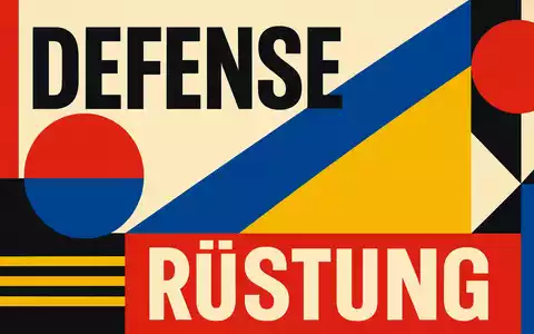 General Dynamics US3695501086 Rüstungssektor als geometrisches Bauhaus-Poster mit DEFENSE und RÜSTUNG Typografie - Foto: THN