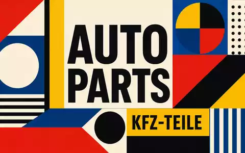 Genuine Parts Company im Bauhaus-Poster-Stil mit Sektor KFZ-TEILE in kräftigen Farben, ISIN US3724601055 - Foto: THN