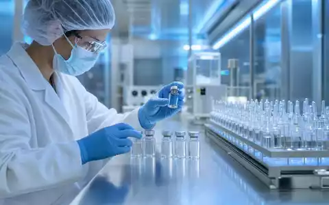 Fotorealistisches Pharma-Labor zeigt Impfstoffampullen, passend zu Merck & Co. Inc. ISIN US58933Y1055 im Portfolio - Foto: THN