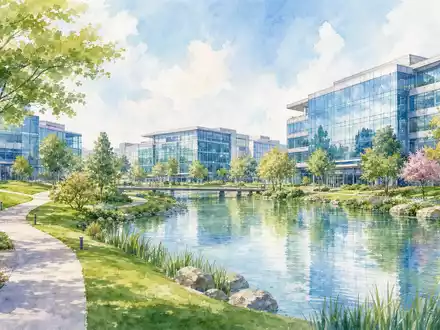 Aquarellmalerei eines Forschungscampus symbolisiert Merck & Co. Inc., ISIN US58933Y1055, im US-Pharmasektor angesiedelt - Foto: THN