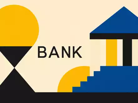 DNB Bank ASA (ISIN NO0010161896) abstrahiert als geometrisches Bauhaus-Poster mit Formen und dem Sektor-Kürzel BANK - Foto: THN