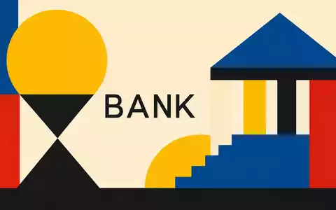 DNB Bank ASA (ISIN NO0010161896) abstrahiert als geometrisches Bauhaus-Poster mit Formen und dem Sektor-Kürzel BANK - Foto: THN