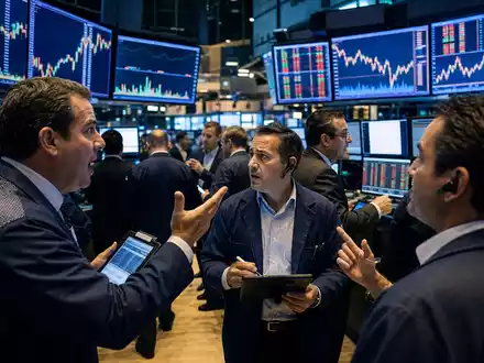 Börsen-Editorial-Bild zu Société Générale S.A. (FR0000130809) zeigt Trading-Floor mit Finanz-Charts der Euronext Paris - Foto: THN