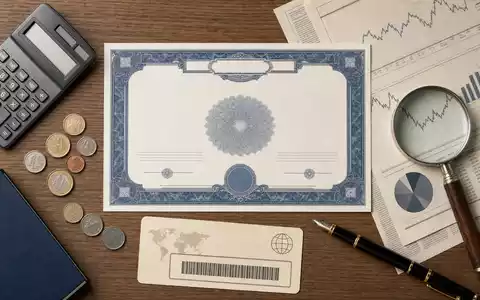 Flatlay mit Wertpapier und Finanzutensilien veranschaulicht Crédit Agricole S.A. FR0000045072 im Kontext klassischer Bankgeschäfte - Foto: THN
