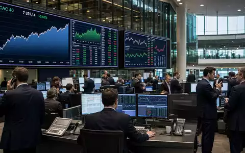 Börsen-Editorial vom Pariser Handelsraum mit CAC 40 Charts illustriert Crédit Agricole S.A. FR0000045072 Bankwert - Foto: THN