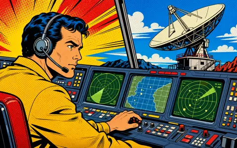 Farbenfrohe Pop-Art-Comicszene mit Radarleitstand illustriert verspielt die technologische Welt von Thales S.A. FR0000121329 - Foto: THN