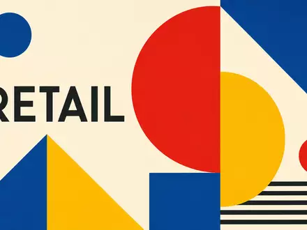 Next plc (GB0032089863): geometrisches Bauhaus-Poster mit Kreisen, Dreiecken und dem Sektor-Schriftzug RETAIL - Foto: THN