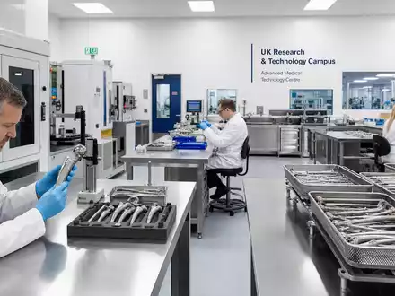 Smith & Nephew plc (ISIN GB0009223206) fertigt orthopädische Implantate in sterilen Reinraum-Anlagen mit hoher Präzision - Foto: THN