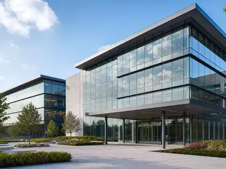 Smith & Nephew plc (ISIN GB0009223206) unterhält moderne Bürostandorte, gezeigt als Architektur-Render mit Glasfassade - Foto: THN