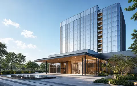 InterContinental Hotels Group PLC (GB00BHJYC057) errichtet moderne Hotelbauten, visualisiert in diesem zeitgenössischen Architektur-Render - Foto: THN
