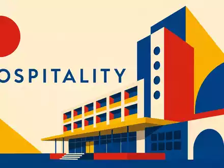InterContinental Hotels Group PLC (GB00BHJYC057) zählt zur Hospitality-Branche, hier abstrahiert als geometrisches Bauhaus-Poster gestaltet - Foto: THN