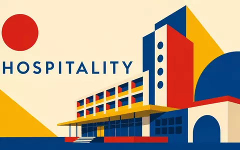 InterContinental Hotels Group PLC (GB00BHJYC057) zählt zur Hospitality-Branche, hier abstrahiert als geometrisches Bauhaus-Poster gestaltet - Foto: THN