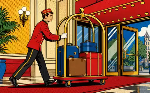 InterContinental Hotels Group PLC (GB00BHJYC057) wird hier verspielt als farbenfrohe Pop-Art-Comic-Hotelszene mit Gepäckwagen inszeniert - Foto: THN
