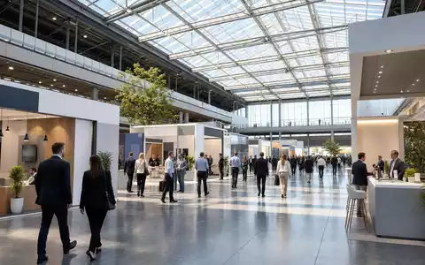 Informa plc (ISIN GB00BMJ6DW54) prÀsentiert eine moderne Messehalle mit internationalen Ausstellern und regem Fachpublikum - Foto: THN