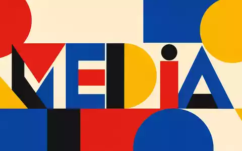 Informa plc (ISIN GB00BMJ6DW54) erscheint als geometrisches Bauhaus-Poster mit stilisiertem Sektor-Schriftzug MEDIA - Foto: THN