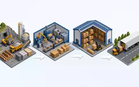 Bunzl plc (ISIN GB00B0744B38) organisiert komplexe Lieferketten, illustriert hier als isometrisches Diagramm der Wertschöpfungskette - Foto: THN