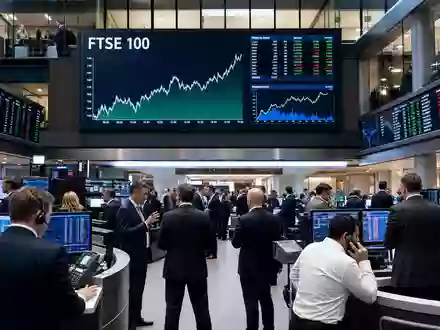 Bunzl plc (ISIN GB00B0744B38) notiert am FTSE 100, gezeigt durch editoriales Bild eines belebten Börsenhandelsraums - Foto: THN
