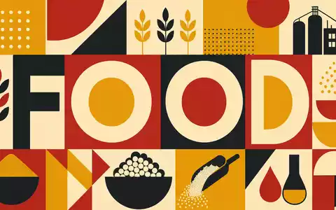 Tate & Lyle PLC (GB0008707753) inspiriert geometrisches Bauhaus-Poster mit Formen und dem Wort FOOD - Foto: THN