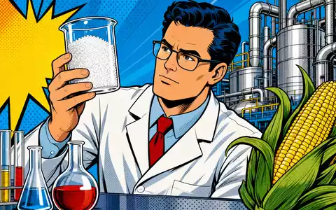 Tate & Lyle PLC (GB0008707753) als bunte Pop-Art-Comic-Szene mit Lebensmittelwissenschaftler und Maiskolben dargestellt - Foto: THN