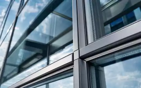 Makroaufnahme von Glasfassade und Stahlstruktur zeigt Baumaterial-Details der Derwent London plc GB0002652740 Gebäude - Foto: THN