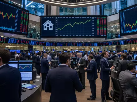 Bellway p.l.c. (GB0000904986) notiert an der Börse, der Trading-Floor zeigt Charts der britischen Baubranche - Foto: THN