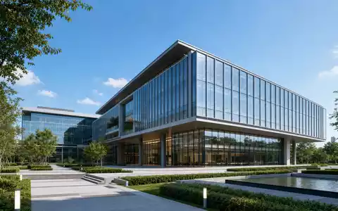 Architektur-Render eines modernen Glasgebäudes visualisiert den Unternehmenssitz von Italgas S.p.A. (IT0005211237) als Netzwerktechnologie-Unternehmen - Foto: THN