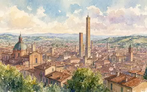 Aquarellansicht von Bologna repräsentiert den Firmensitz von Hera S.p.A. mit ISIN IT0000062825 stimmungsvoll - Foto: THN
