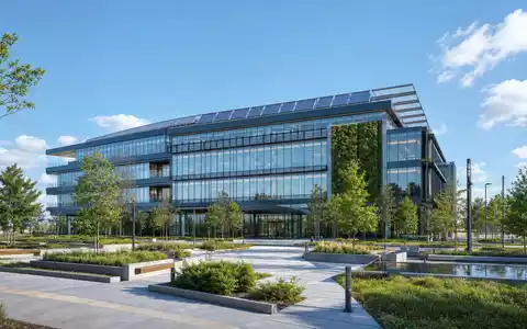 Modernes Bürogebäude-Rendering visualisiert nachhaltige Unternehmensarchitektur von Hera S.p.A. mit ISIN IT0000062825 im Versorgungssektor Italiens - Foto: THN