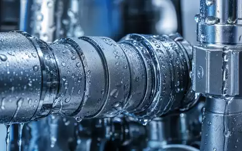 Makroaufnahme feuchter Metallrohre symbolisiert die Wasserinfrastruktur von Hera S.p.A. mit IT0000062825 eindrucksvoll - Foto: THN