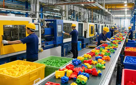 Hasbro Inc. betreibt eine moderne Spielzeugfabrik mit ISIN US4267811090 und farbenfrohen Produktionslinien weltweit - Foto: THN