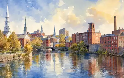 Hasbro Inc. Heimatstadt Pawtucket Rhode Island als stimmungsvolles Aquarell ISIN US4267811090 dargestellt - Foto: THN