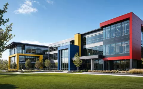 Hasbro Inc. modernes Unternehmensgebäude mit bunten Fassadenpaneelen ist an NYSE unter ISIN US4267811090 notiert - Foto: THN