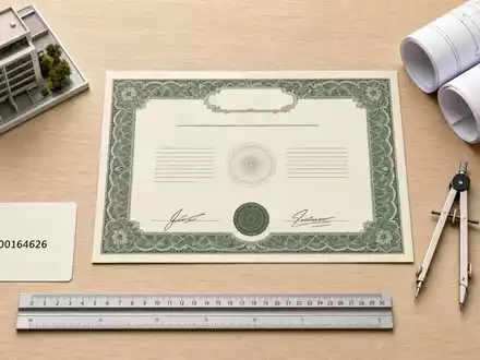 Sweco AB (ISIN SE0000164626) zeigt als Flatlay Aktienzertifikat, ISIN-Karte und Architektur-Werkzeuge übersichtlich angeordnet - Foto: THN