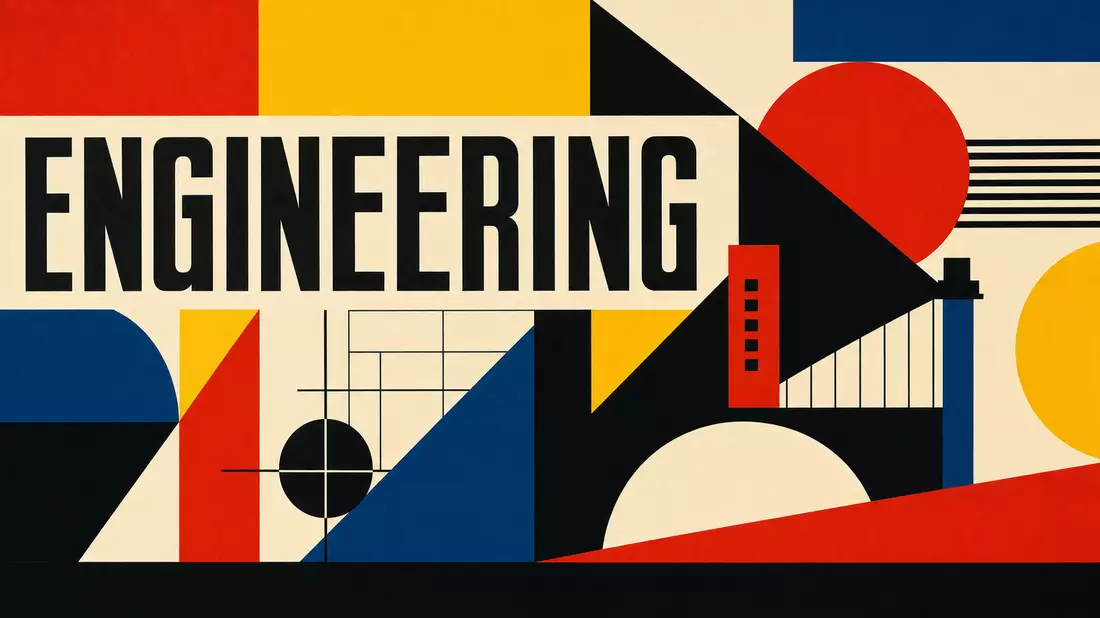 Bauhaus-Poster mit geometrischen Formen und dem Wort ENGINEERING