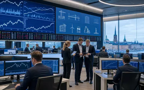 Sweco AB (ISIN SE0000164626) erscheint editorial auf dem Trading-Floor der Börse Stockholm mit Infrastruktur-Charts - Foto: THN