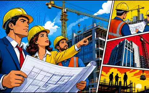 Sweco AB (ISIN SE0000164626) wird als farbiger Pop-Art-Comic mit Ingenieuren auf einer Baustelle inszeniert - Foto: THN