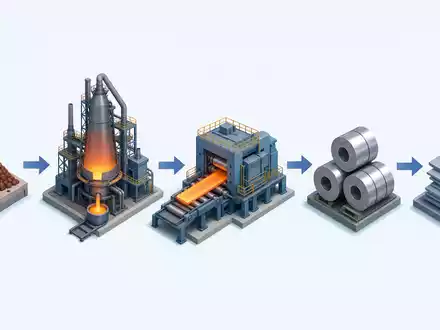Isometrische 3D-Grafik veranschaulicht SSAB AB, ISIN SE0000108656, entlang der Wertschöpfungskette der Stahlproduktion - Foto: THN