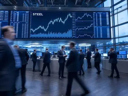 Börsen-Editorial-Bild zeigt SSAB AB, ISIN SE0000108656, auf dem Trading-Floor der Börse Stockholm mit Branchencharts - Foto: THN