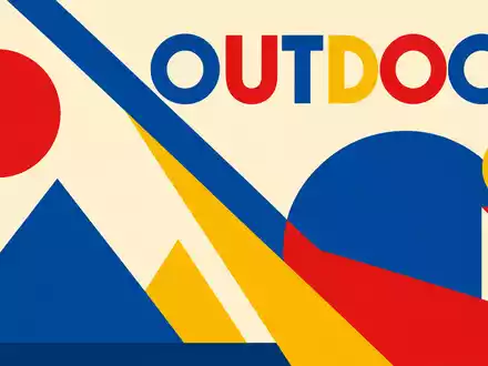 Bauhaus-Poster mit geometrischen Formen und Wort OUTDOOR repräsentiert die Branche von Thule Group AB SE0007158910 - Foto: THN
