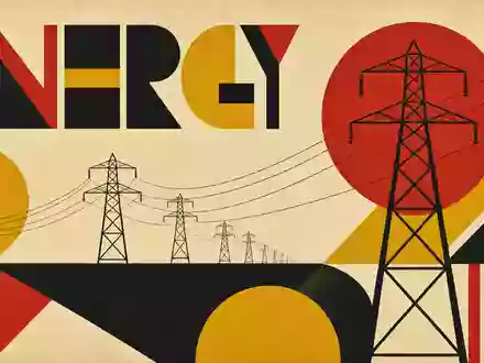 Bauhaus-Poster mit geometrischen Formen und Schriftzug ENERGY steht sinnbildlich für PPL Corporation, ISIN US69351T1060 - Foto: THN