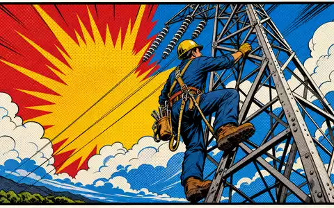 Pop-Art-Comic zeigt Leitungsmonteur am Strommast als Sinnbild für PPL Corporation, Aktie ISIN US69351T1060 - Foto: THN