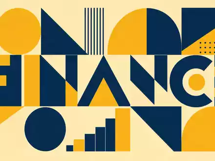 Principal Financial US74251V1026: Bauhaus-Poster mit geometrischen Formen und dem Sektor-Schriftzug FINANCE in kräftigen Farben - Foto: THN