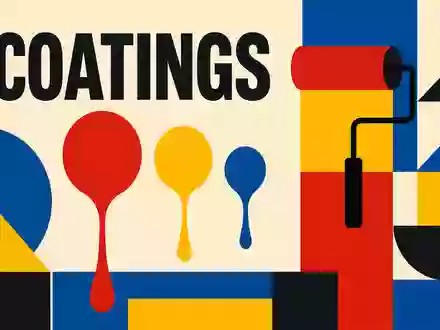 Bauhaus-Poster mit geometrischen Formen symbolisiert PPG Industries Inc. Beschichtungsbranche, ISIN US6935061076, Sektor-Text COATINGS grafisch dargestellt - Foto: THN