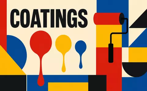 Bauhaus-Poster mit geometrischen Formen symbolisiert PPG Industries Inc. Beschichtungsbranche, ISIN US6935061076, Sektor-Text COATINGS grafisch dargestellt - Foto: THN