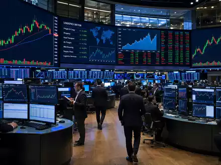 Börsen-Editorial vom Trading-Floor mit Logistik-Sektor-Charts, im Kontext von United Parcel Serv., ISIN US9113121068 - Foto: THN