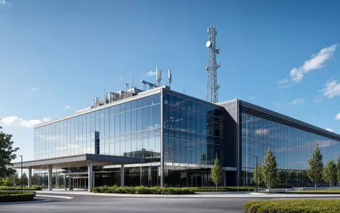 United Internet AG DE0005089031 präsentiert modernes Architektur-Rendering einer Firmenzentrale mit Antennenmast auf dem Dach - Foto: THN