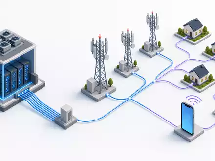 United Internet AG DE0005089031 visualisiert isometrische 3D-Wertschöpfungskette von Rechenzentrum über Funkmasten bis Endgeräte - Foto: THN