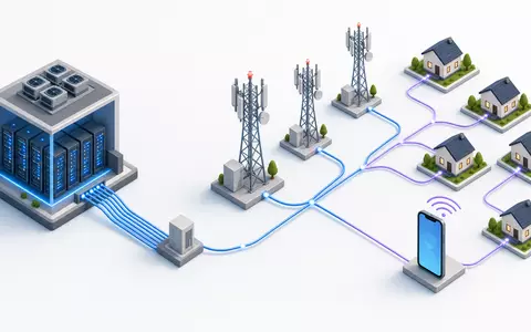 United Internet AG DE0005089031 visualisiert isometrische 3D-Wertschöpfungskette von Rechenzentrum über Funkmasten bis Endgeräte - Foto: THN